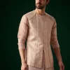 Peach Banarasi Silk Kurta Jacket Set