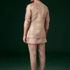 Peach Banarasi Silk Kurta Jacket Set