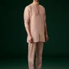 Peach Banarasi Silk Kurta Jacket Set