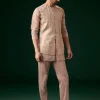 Peach Banarasi Silk Kurta Jacket Set