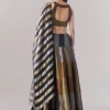 Black Colourblocked Lehenga With Sequins And Bead Work Choli