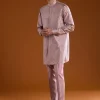 Pink Banarasi Silk Cutdana Work Kurta Pant Set