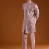Pink Banarasi Silk Cutdana Work Kurta Pant Set