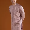 Pink Banarasi Silk Cutdana Work Kurta Pant Set