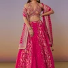 Pink Banarasi Silk And Bridesmaid Lehengas