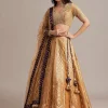 Light Brown Banarasi Silk Lehenga Set With Zardosi Work