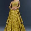 Lemon Yellow Banarasi Silk Bridesmaid Lehenga With Intricate Hand Embroidery