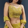 Lemon Yellow Banarasi Silk Bridesmaid Lehenga With Intricate Hand Embroidery