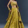 Lemon Yellow Banarasi Silk Bridesmaid Lehenga With Intricate Hand Embroidery