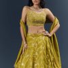 Lemon Yellow Banarasi Silk Bridesmaid Lehenga With Intricate Hand Embroidery