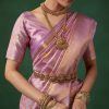 Lavender Banarasi Brocade Saree with Unstitched Blouse