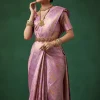 Lavender Banarasi Brocade Saree with Unstitched Blouse