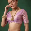 Lavender Banarasi Brocade Saree with Unstitched Blouse