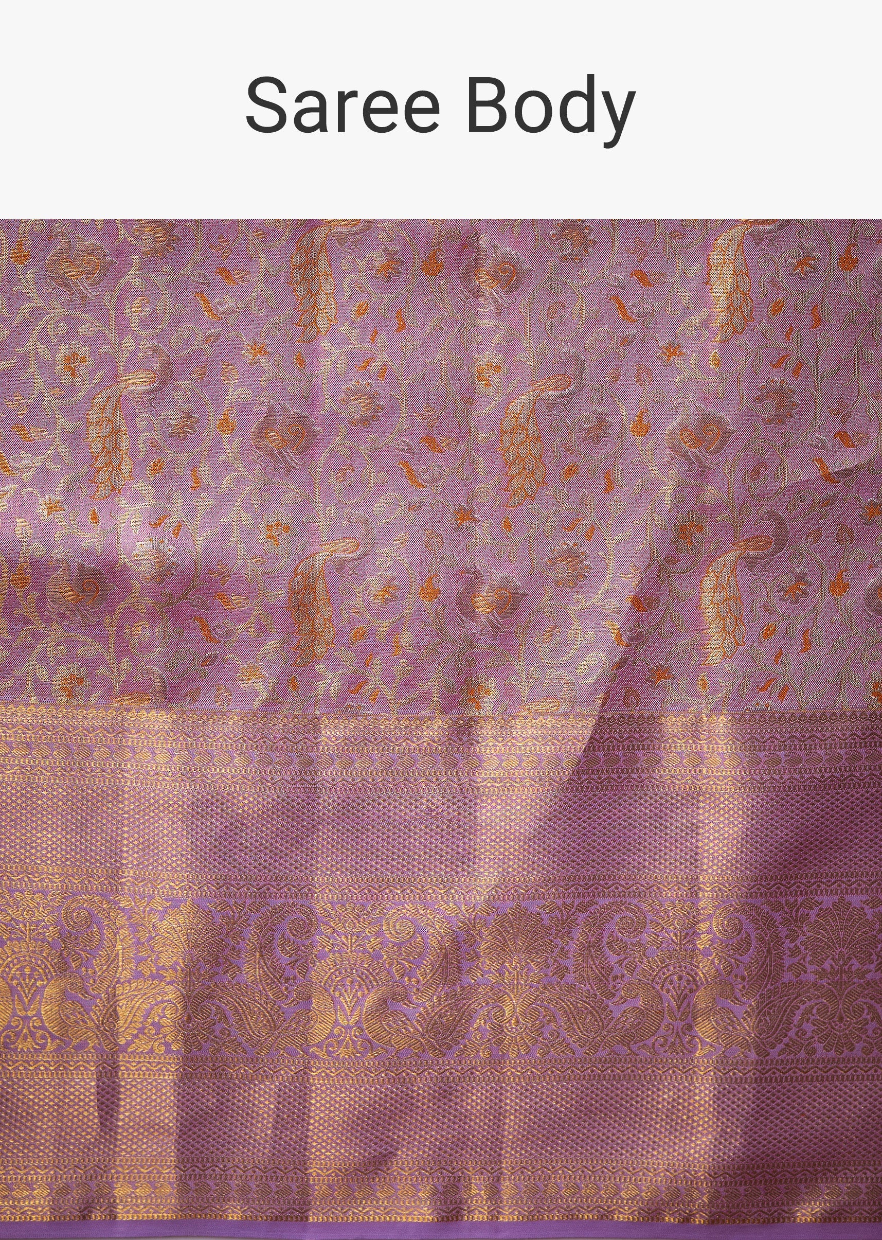 Lavender Banarasi Brocade Saree with Unstitched Blouse