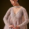 Lilac Banarasi Silk Sharara Set With Choker Dupatta