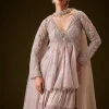Lilac Banarasi Silk Sharara Set With Choker Dupatta