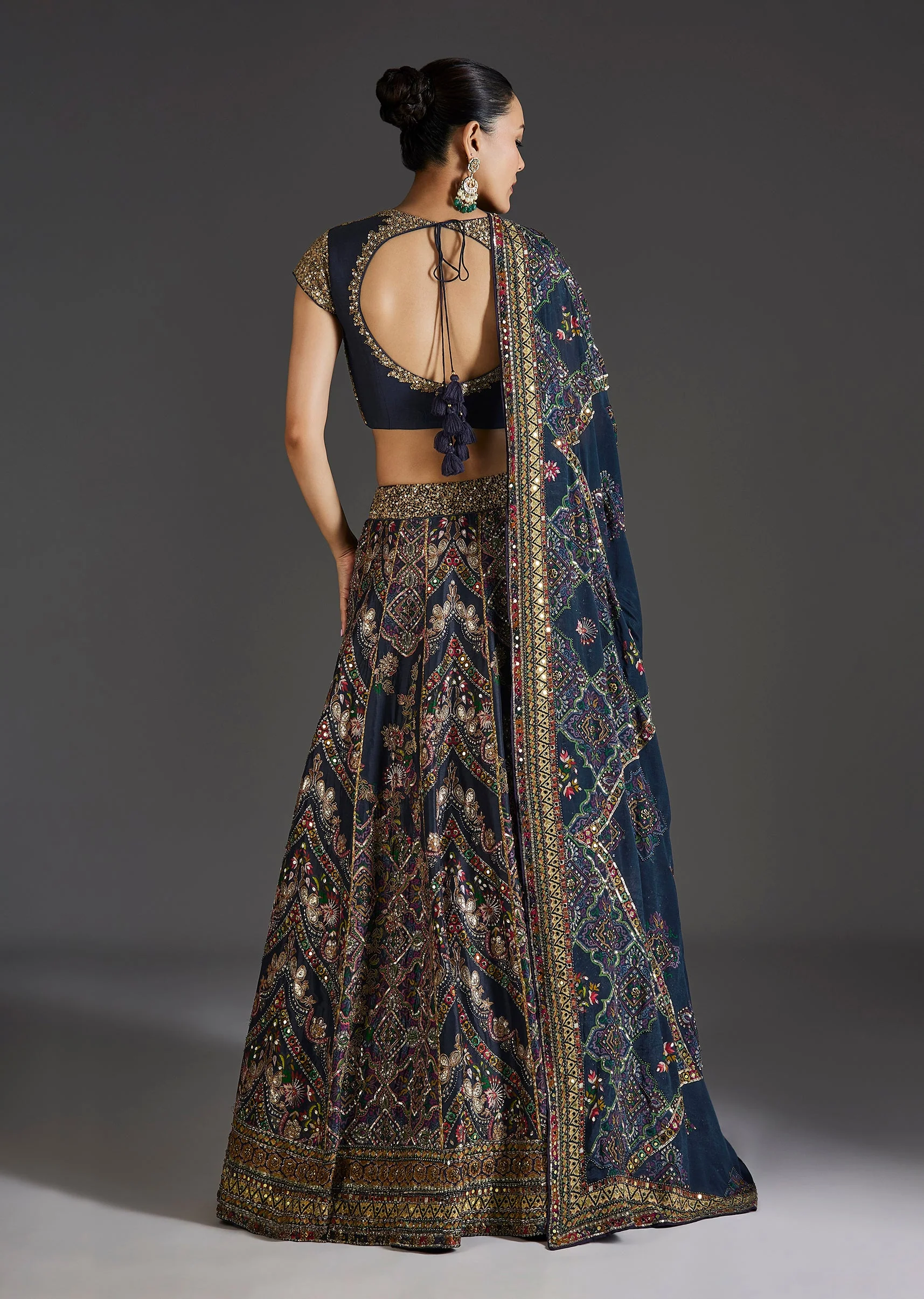 Navy Blue Lehenga With Regal Sparkle