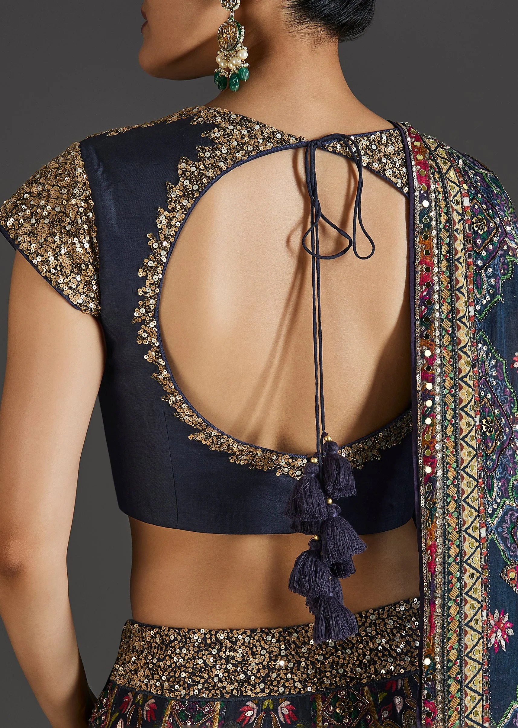 Navy Blue Lehenga With Regal Sparkle