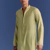 Mint Green Munga Silk Kurta Jacket Set With Hand Embroidery