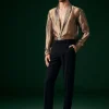 Black Banarasi Silk Tuxedo With Cut Dana And Crystal Embroidery