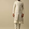Opulent Beige Banarasi Silk Sherwani