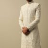 Opulent Beige Banarasi Silk Sherwani
