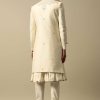 Opulent Beige Banarasi Silk Sherwani
