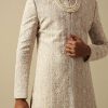 Timeless Beige Banarasi Silk Sherwani