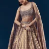 Purple Banarasi Silk Kali Lehenga Set with Hand Embroidery