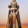 Brown Colourblocked Lehenga With Zardosi Choli