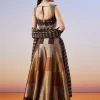 Brown Colourblocked Lehenga With Zardosi Choli