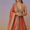 Rust Banarasi Silk Bridesmaid Lehenga
