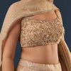 Copper Gold Banarasi Lehenga Set With Square Neck Blouse