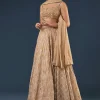 Copper Gold Banarasi Lehenga Set With Square Neck Blouse
