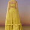Lemon Yellow Banarasi Lehenga Set With Sequin And Lace Detailing