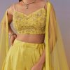 Lemon Yellow Banarasi Lehenga Set With Sequin And Lace Detailing