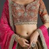 Gold Zardosi And Mirror Work Embroidered Lehenga