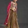 Gold Zardosi And Mirror Work Embroidered Lehenga