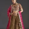 Gold Zardosi And Mirror Work Embroidered Lehenga