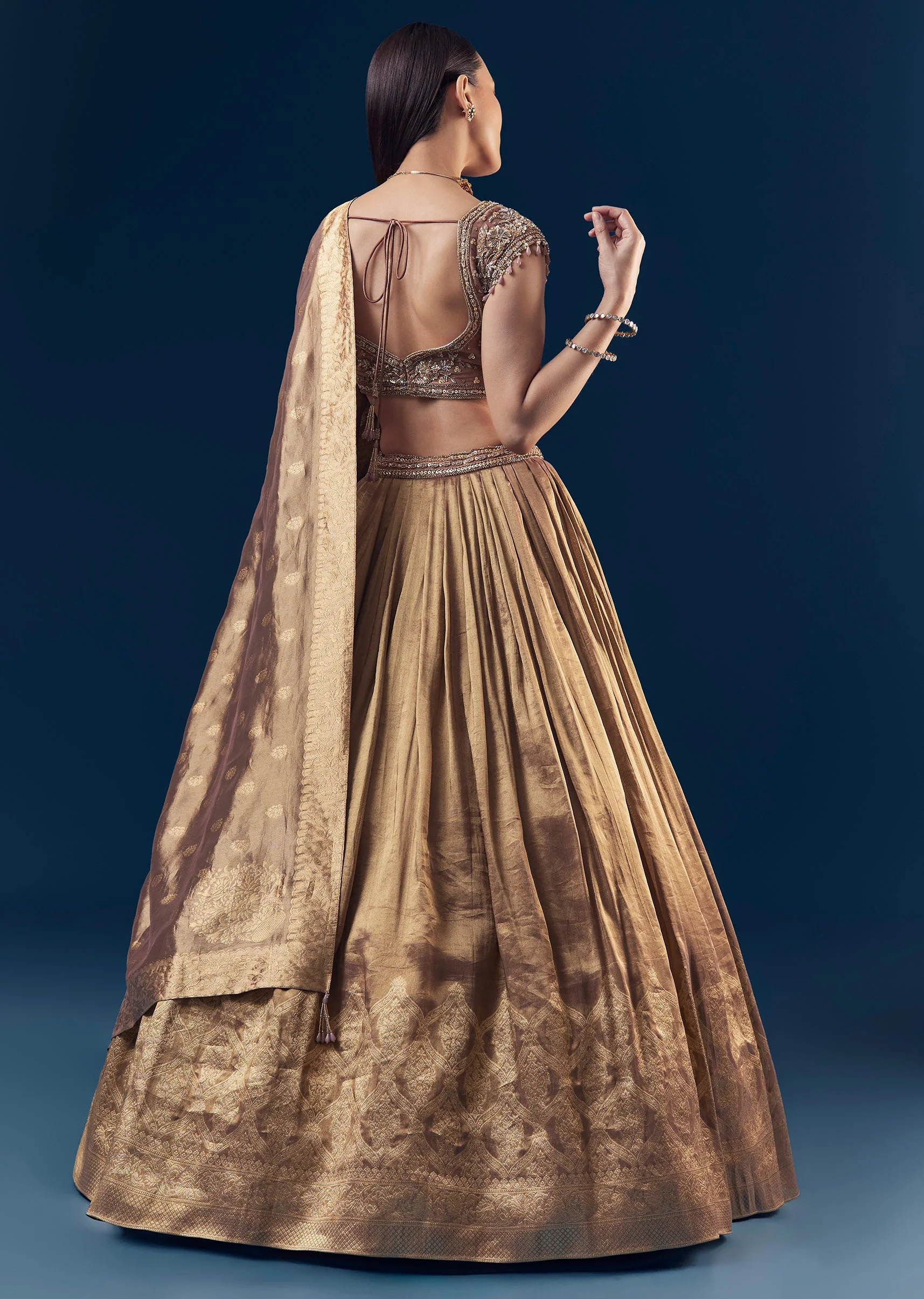 Purple Banarasi Silk Bridesmaid Lehenga Set