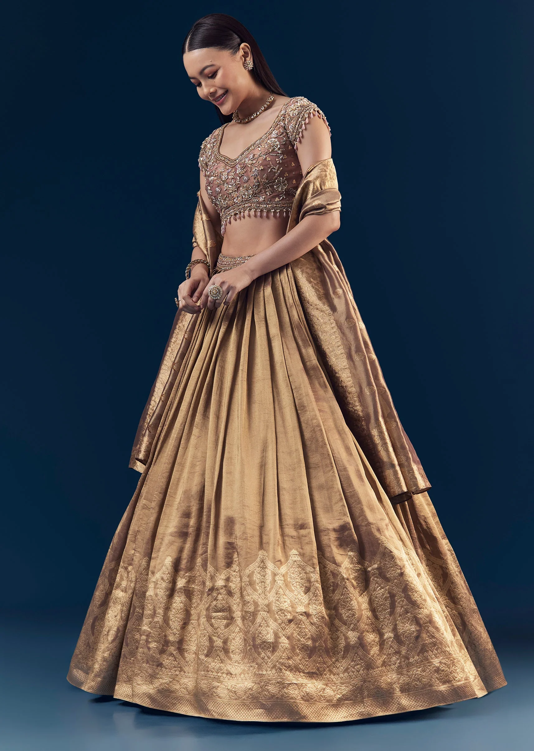 Purple Banarasi Silk Bridesmaid Lehenga Set