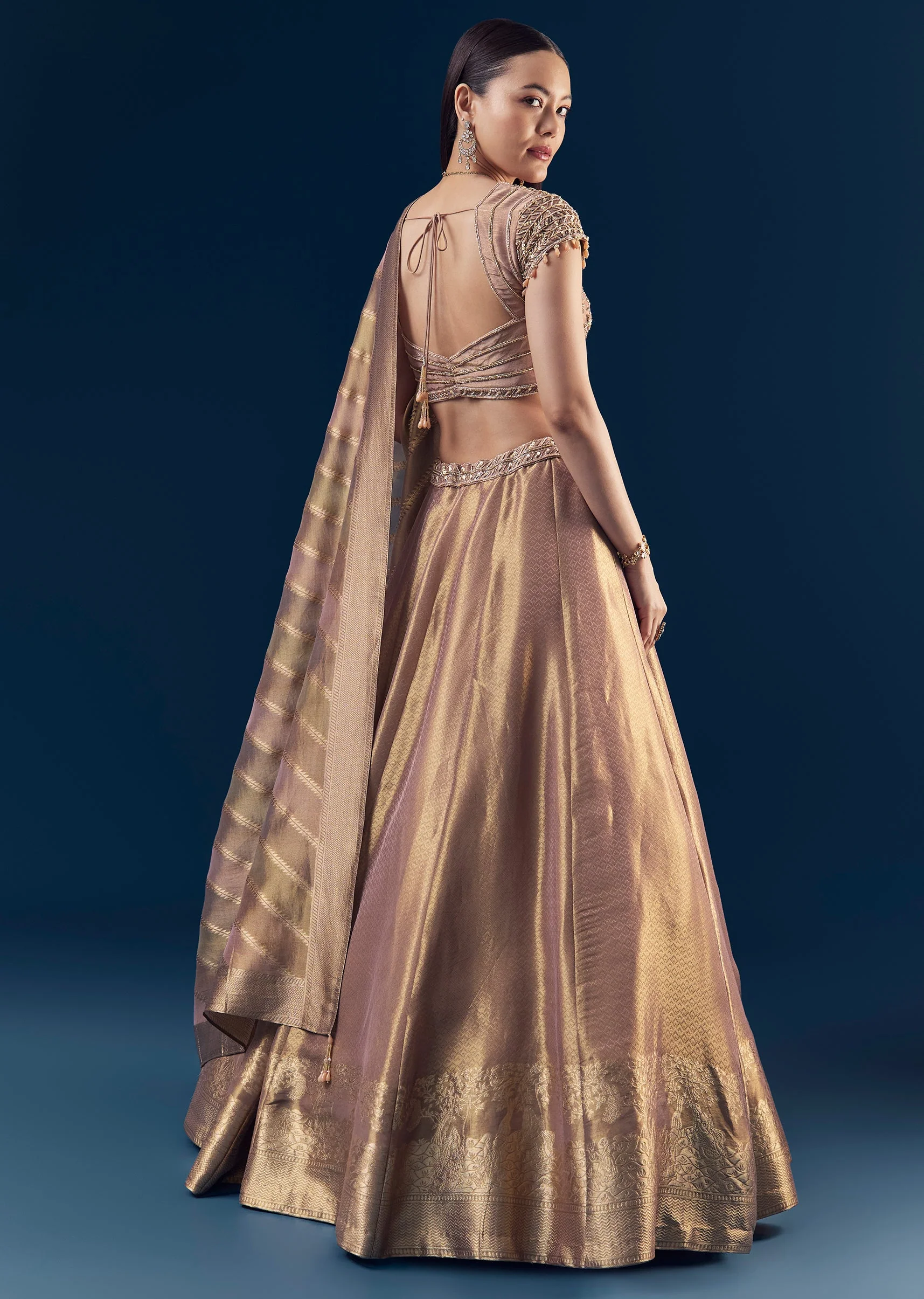 Purple Banarasi Silk Bridesmaid Lehenga Set with Hand Embroidery