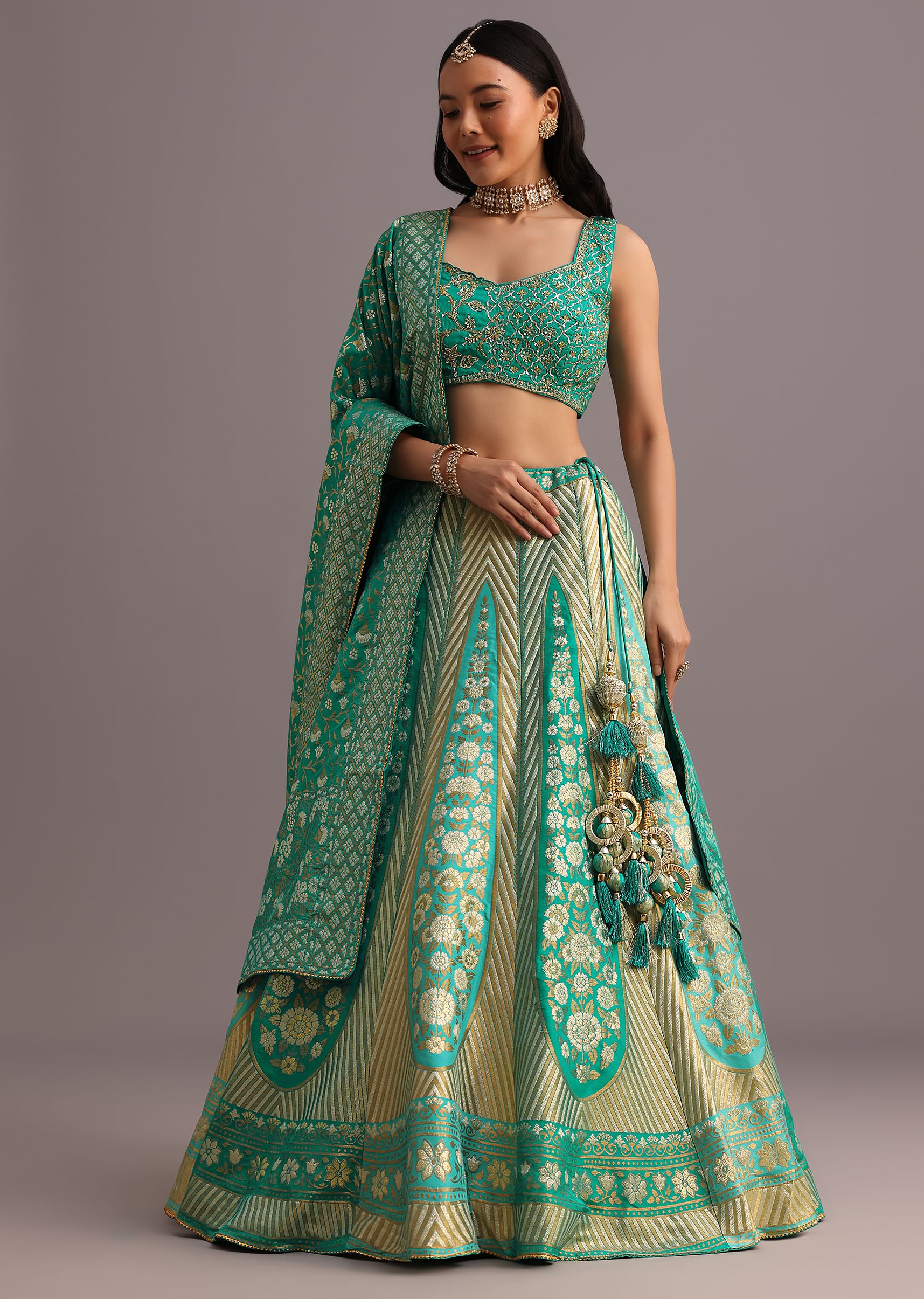 22236-aqua-green-embroidered-choli-with-banarasi-weave-lehenga-and-dupatta-1.jpg Aqua Green Embroidered Choli With Banarasi Weave Lehenga And Dupatta