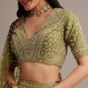 Mehendi Green Banarasi Silk Lehenga Set With Zardosi Work