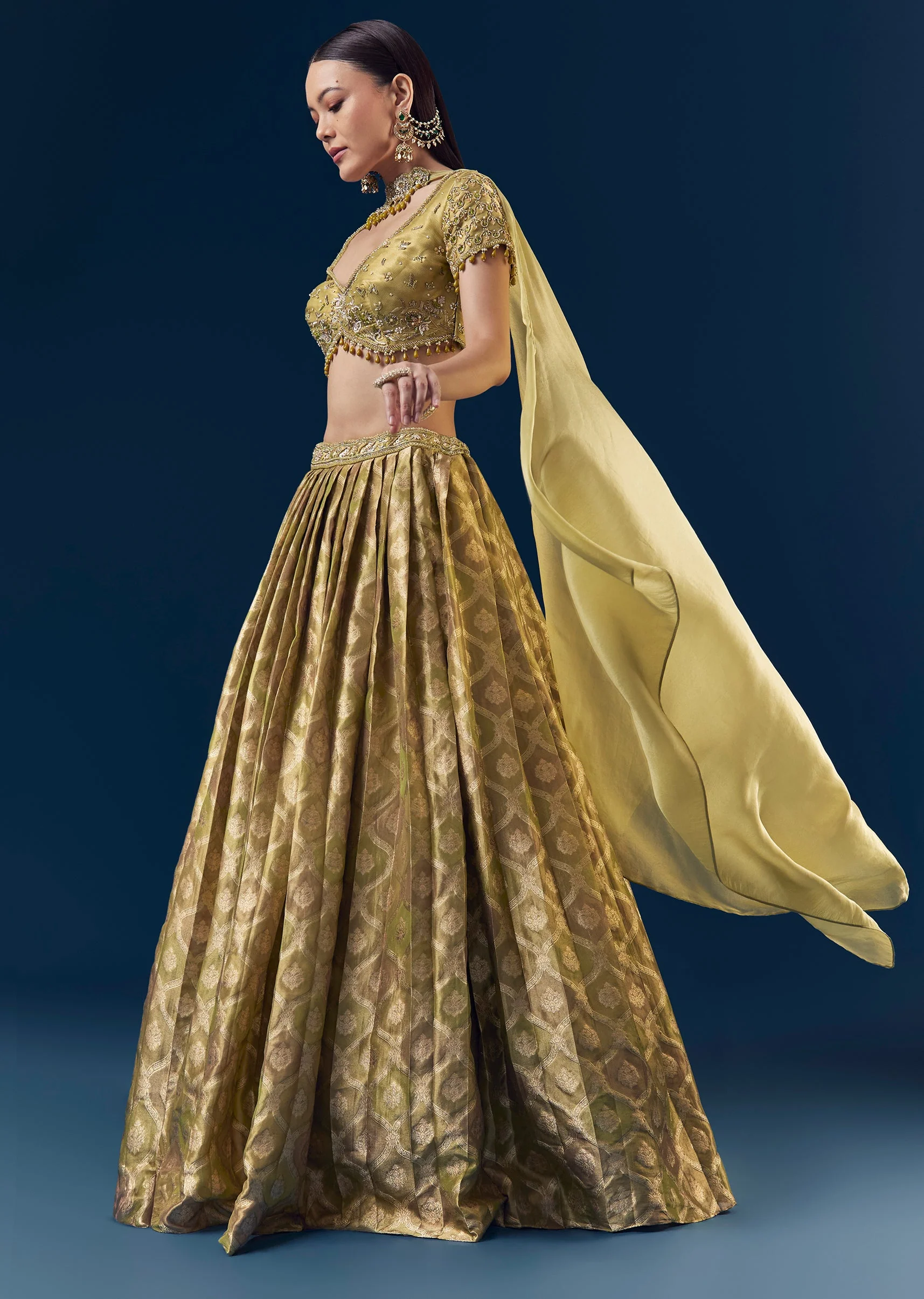 22260-green-hand-embroidered-banarasi-silk-bridesmaid-lehenga-set-1.webp Green Hand Embroidered Banarasi Silk Bridesmaid Lehenga Set