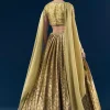 Green Hand Embroidered Banarasi Silk Bridesmaid Lehenga Set