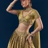 Green Hand Embroidered Banarasi Silk Bridesmaid Lehenga Set