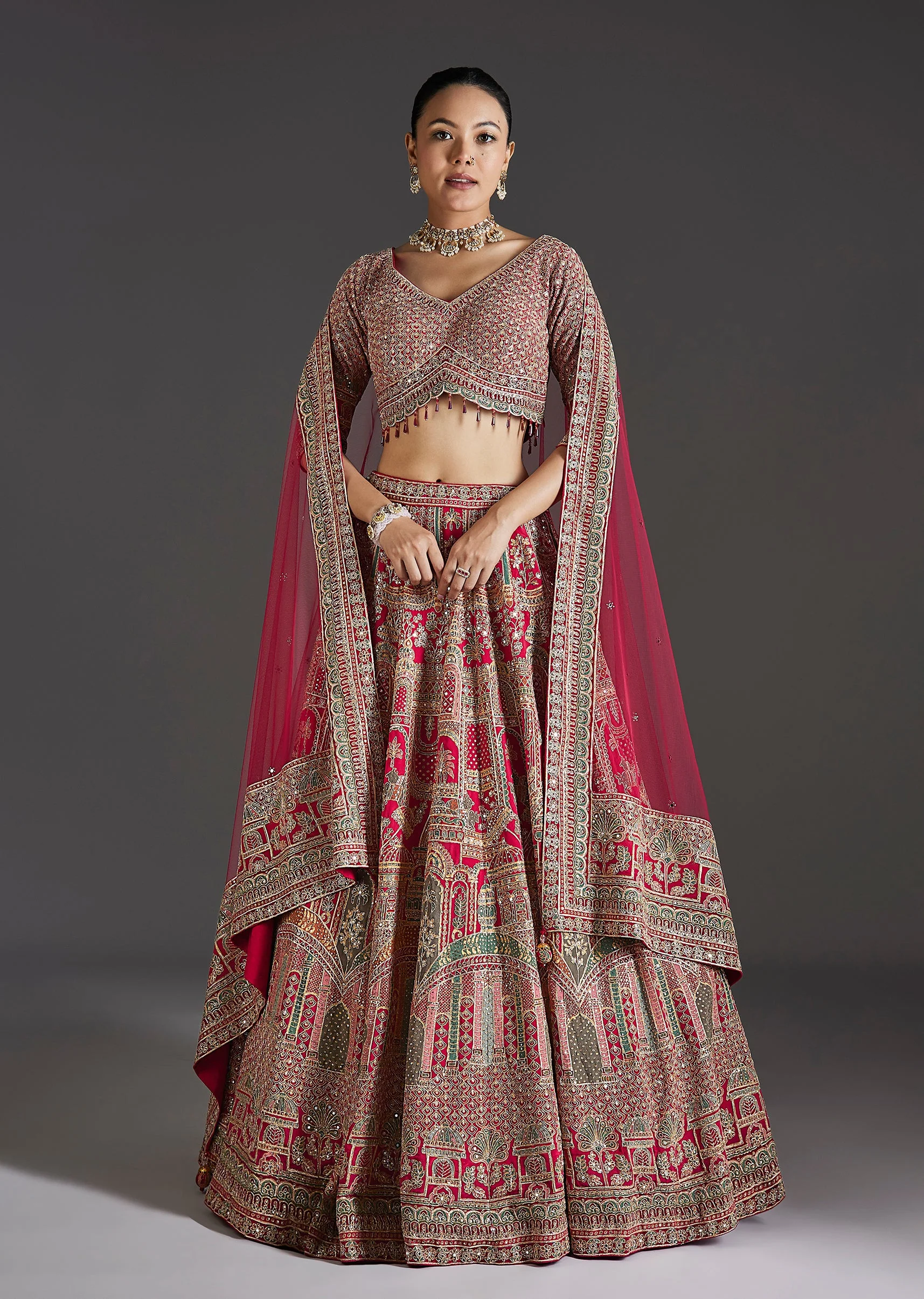 2227-pink-lehenga-with-sequins-and-zari-glow-1.webp Pink Lehenga With Sequins And Zari Glow