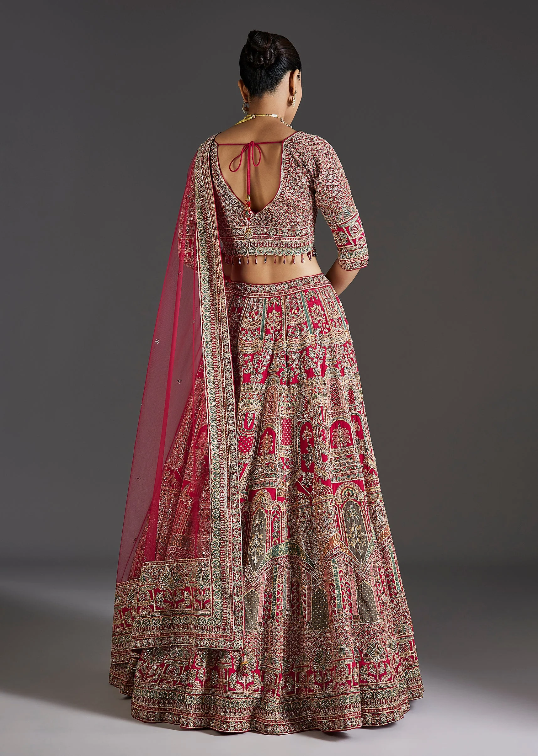 Pink Lehenga With Sequins And Zari Glow