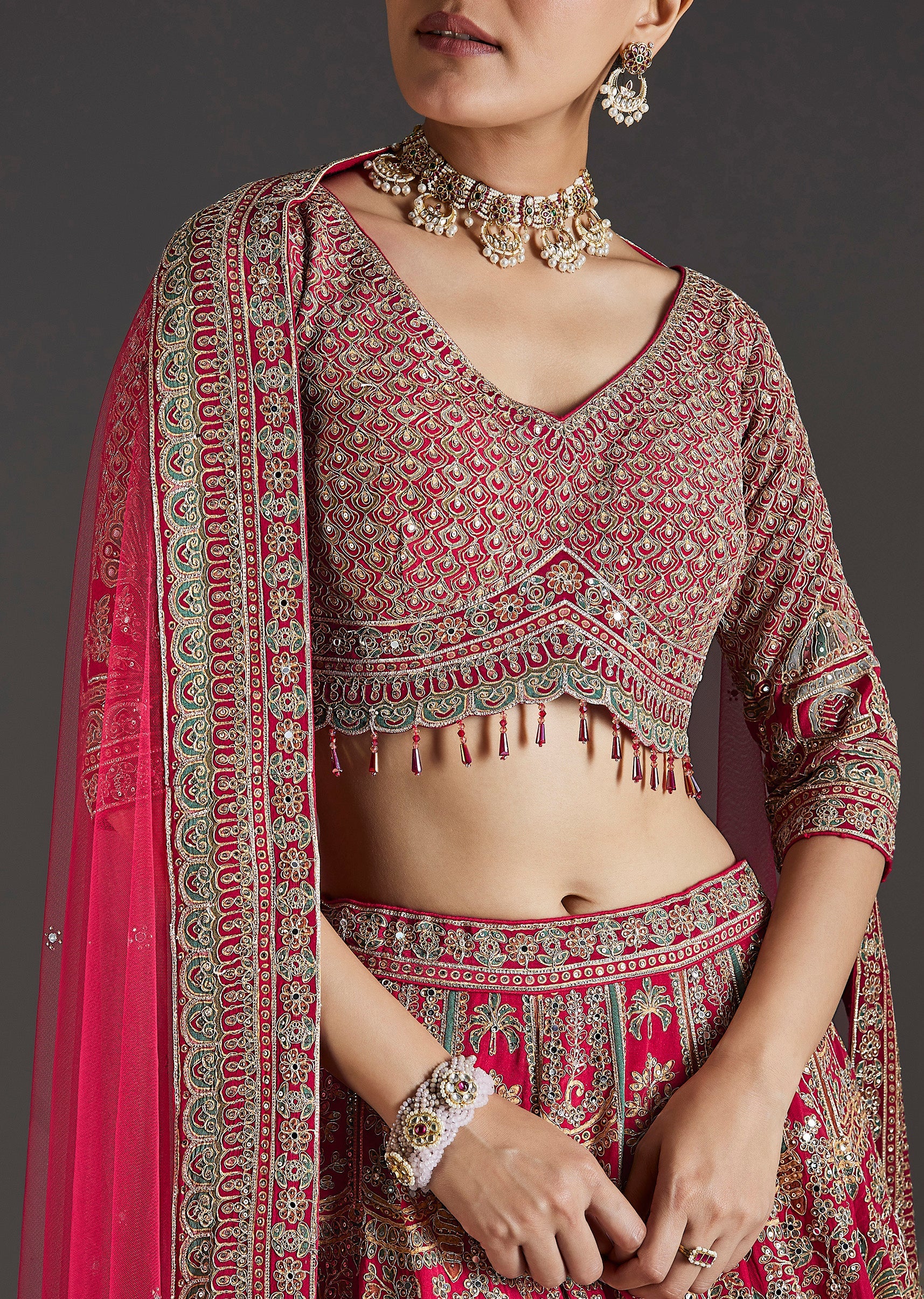 Pink Lehenga With Sequins And Zari Glow